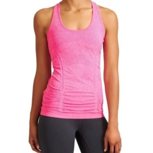 ATHLETA Fastest Track Seamless Ruched Pink Tank - Picture 1 of 4
